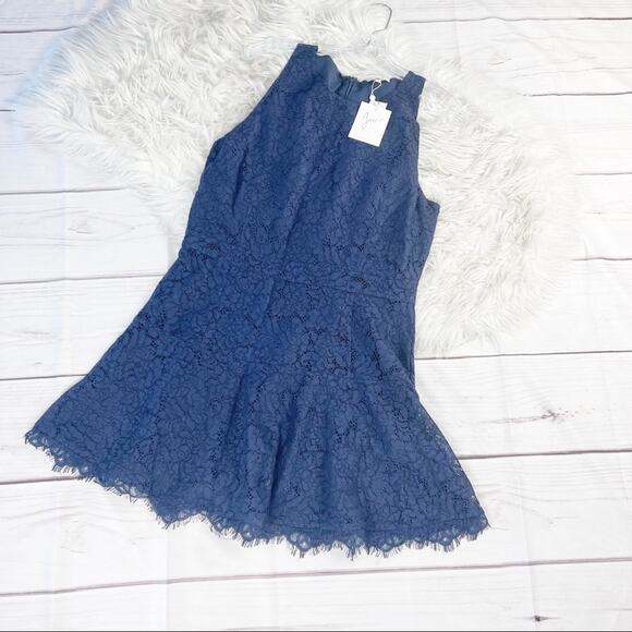 Joie Women's Adisa Lace Back Zip Navy Blue Sleeveless Dress Size 12 - Picture 2 of 5